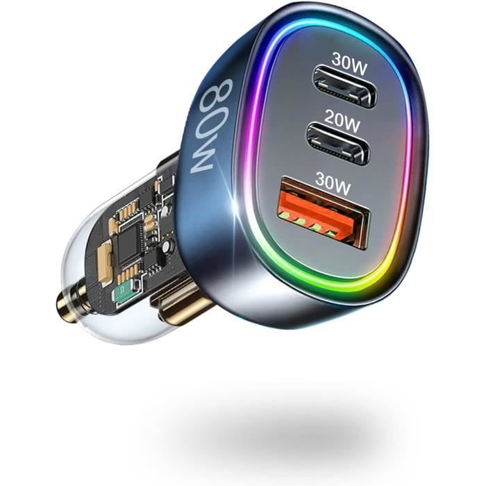 Double USB 12V Chargeur Allume-Cigare QC3.0 120W Avec Voltmètre LED Et Interrupteur Pour Voiture Camion SUV