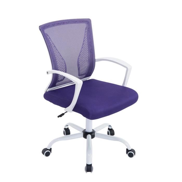 fauteuil de bureau - clp - tracy - violet-blanc - maille respirante - réglable en hauteur - roulettes légères