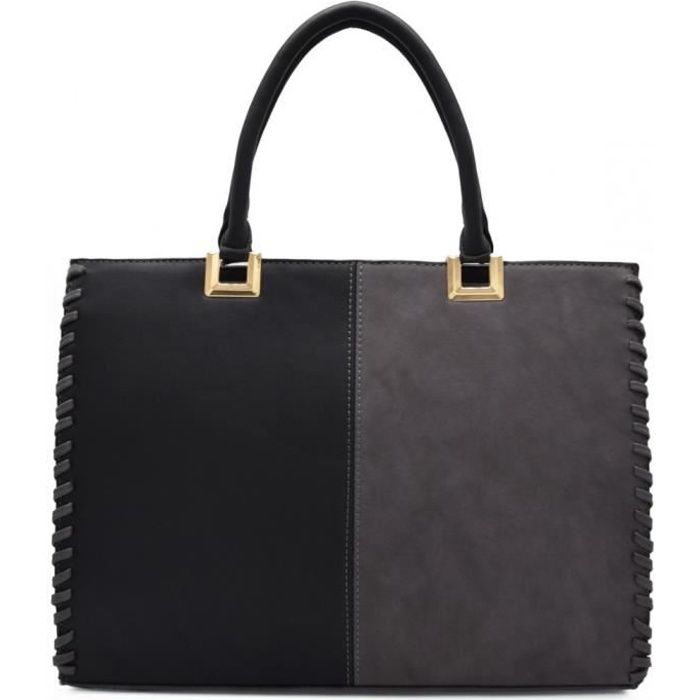 CRAZYCHIC Grand Sac Main Cabas Femme Sac Cours Lyceenne Etudiante Fourre Tout Tote Format A4 Cuir Epaule Bandouliere Gris Cdiscount Bagagerie Maroquinerie