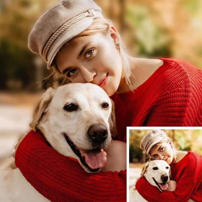 Déco Murale DIY Diamond Painting Personnalisé Photo - Kit 5D DIY 30x40 Cm - Toile Et Diamants Inclus - Déco Murale Unique Kit Photo DIY