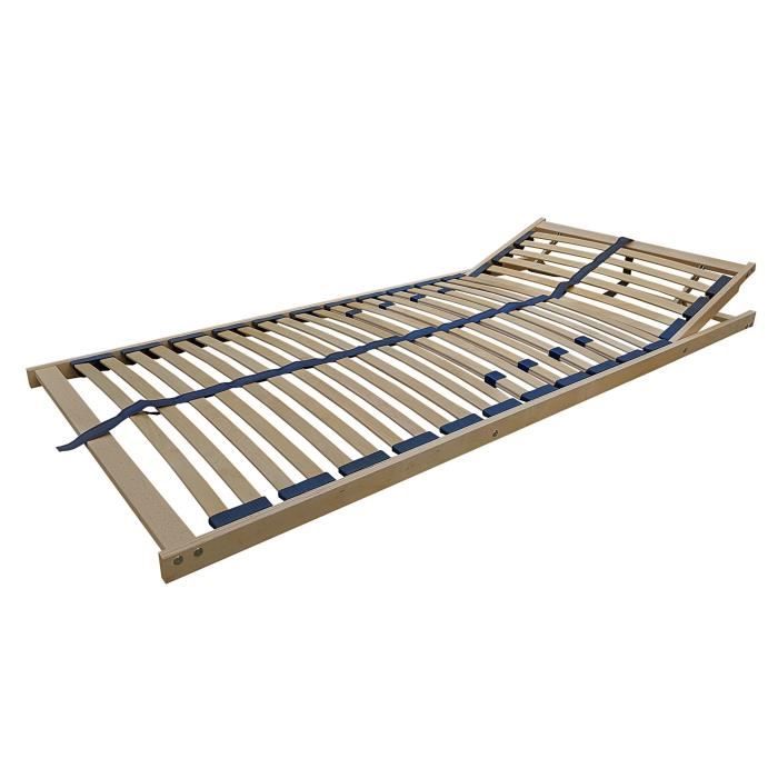 Sommier à lattes flexibles 90 x 200 cm zone de la tête réglable 70.32-09FV Sommier à lattes flexibles 90 x 200 cm zone de la tête réglable 70.32-09FV