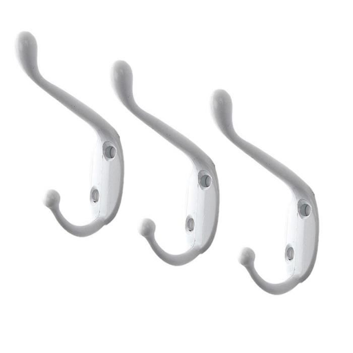 2X Crochet de Porte en Zinc Patère Murale Porte Manteau-Blanc
