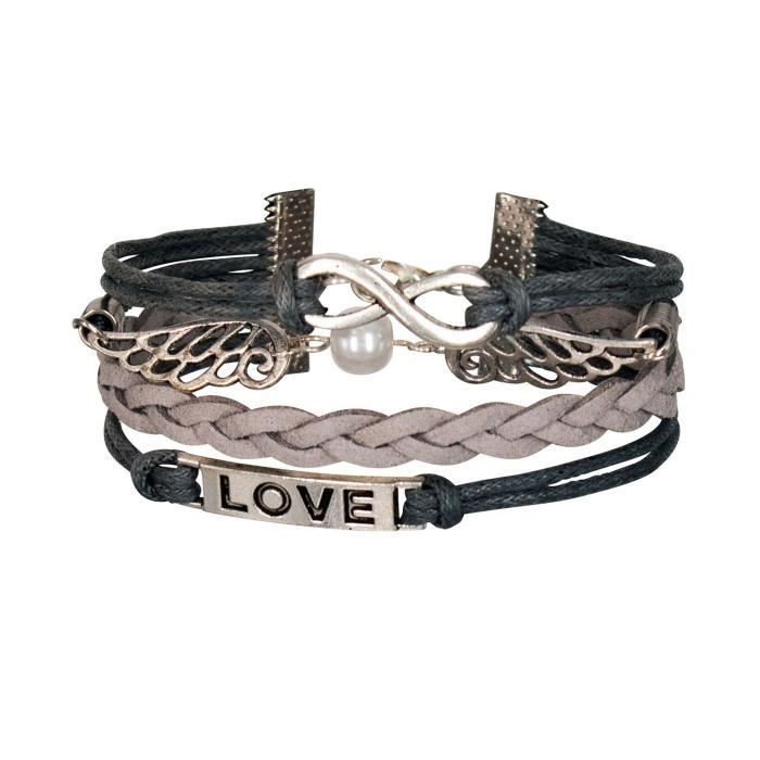 Bracelet 1D Fashion 2013 Directioner – Hiboux Perle Karma Love Infinity – Cuir Marron
