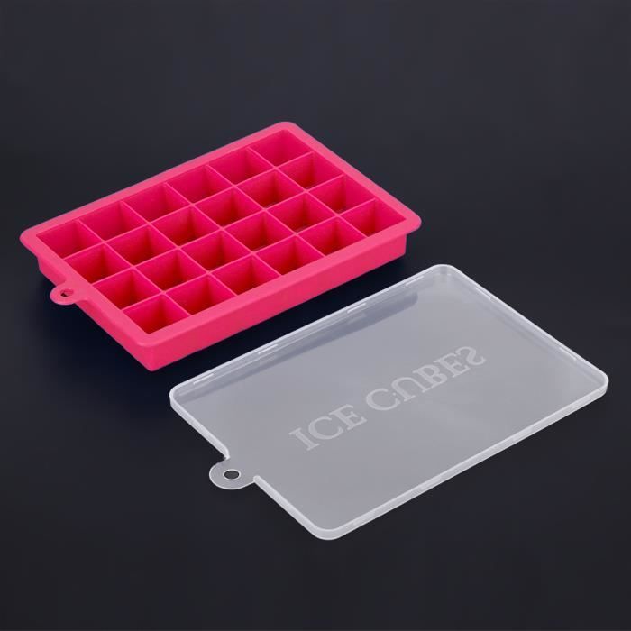 Moule à Glaçons Rose 4 Cavités Grand Format - Bac à Glaçons Silicone Avec Couvercle Pour Cocktails Et Whisky