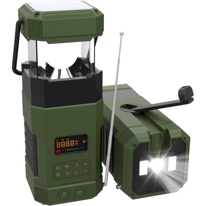Radio à Manivelle Libovgogo - FM/DAB/DAB+ - Bluetooth - Lampe LED - Powerbank 5000mAh - Étanche IP65 - Urgence