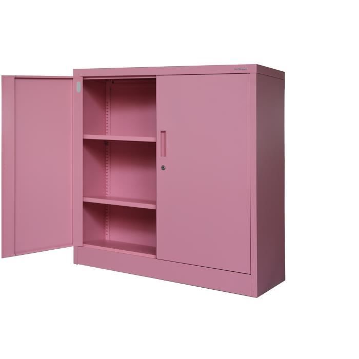 Jan Nowak Armoire de Bureau C001B Metallique revêtement en Poudre Portes battantes verrouillable 925 x 90 x 40 cm (Rose)