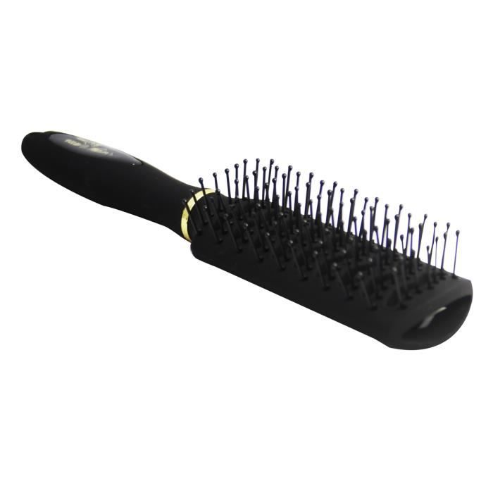 Brosse à Cheveux Ronde à Dents Noires - Pour Tous Types De Cheveux - Neuf