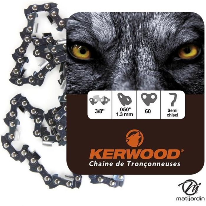 Kit tronçonneuse 1 guide + 4 chaînes Kerwood. 35 cm. 3/8”LP. 1,3