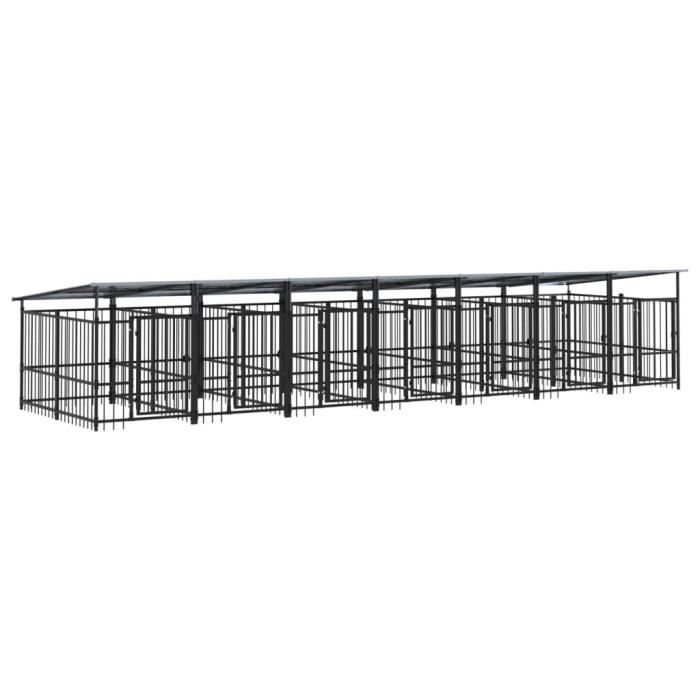 Meilleurs prix pour Chenil d'extérieur pour chiens Acier 13,14 m² Mothinessto LY0320 - Noir