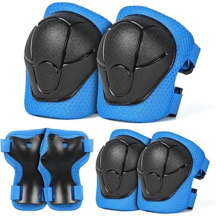 Kit Protection Roller/ Skate Enfant 6 Pièces - Genouillères, Coudières, Protège-Poignets Réglables - Taille S/M