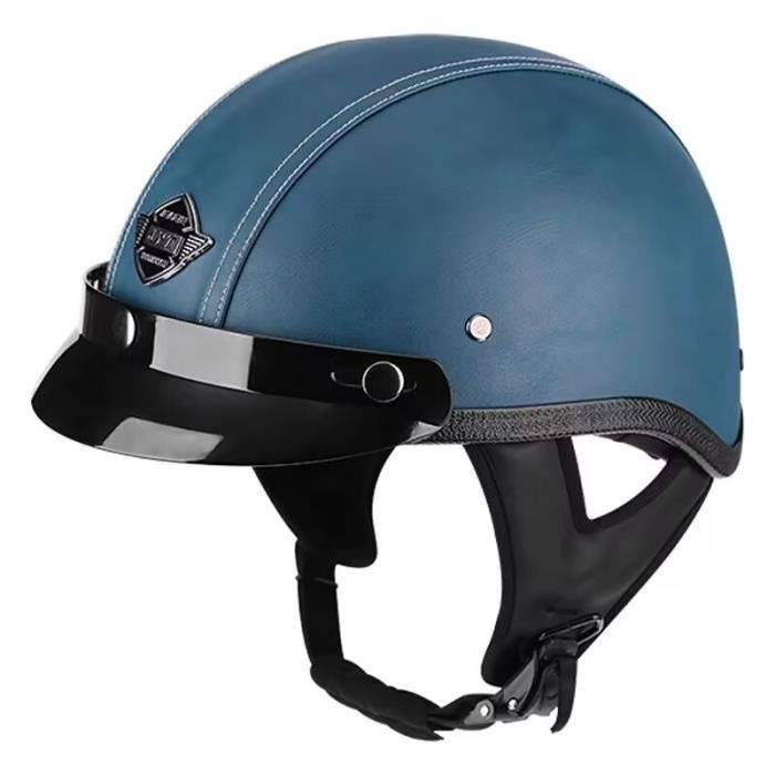 Casque de velo Casque de Moto Vintage en Cuir PU pour Homme et Femme Pare Soleil et Poignees Retractables Col ABS C277708814 Cdiscount Sport