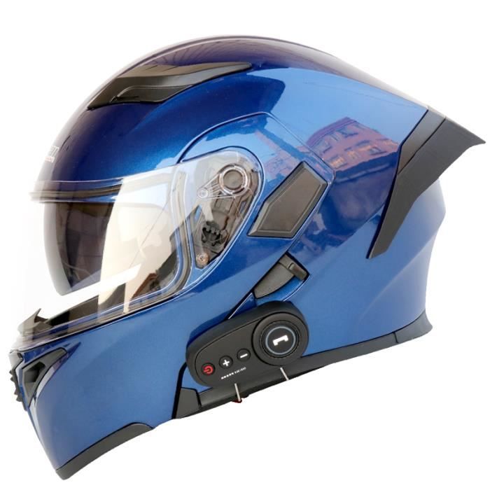 Casque Moto adulte Hors route locomotive Bluetooth endurance battery FM  Nageoire caudale Lentille transparente bleu fonce Casque - Cdiscount Auto