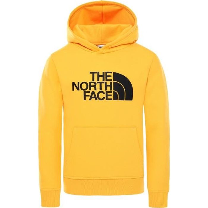 orange north face sweatshirt