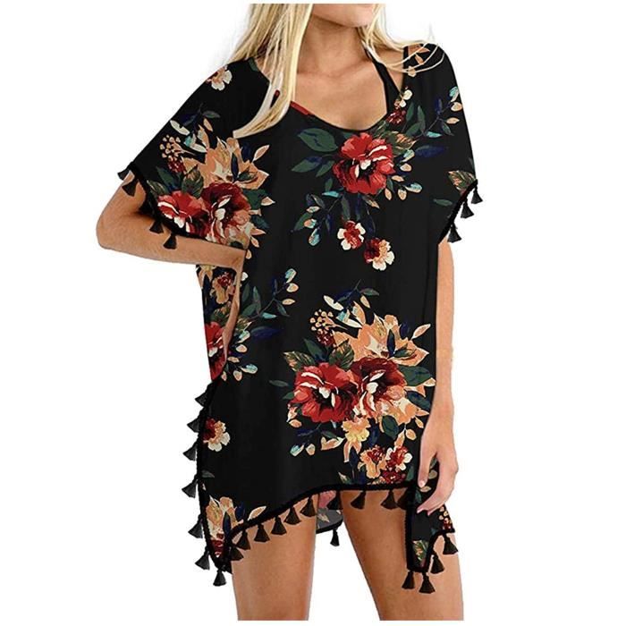 Cover-Up Maillot De Bain Femme Plus Size Bsubseach - Kaftan Bohème En Viscose - Longueur 136cm