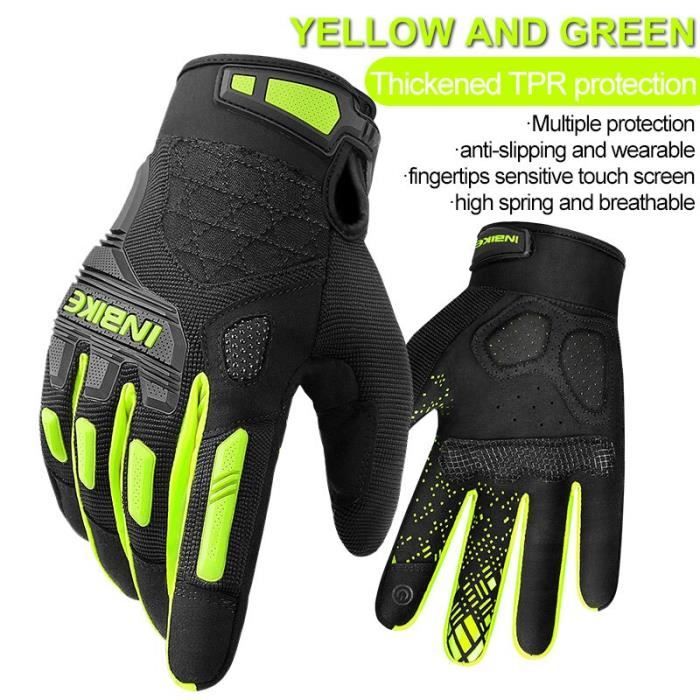 Gants De Cyclisme Doigts Complets 4UMOR Avec Gel - Antidérapants, écran Tactile, Respirants, Pour VTT, Vélo, Randonnée