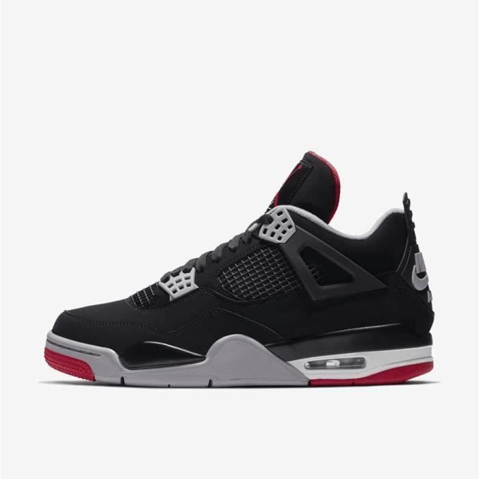 NIKE AIR JORDAN 4 Retro Bred Chaussures de Basket Femme Homme Pas Cher Noir  et Rouge - Cdiscount Prêt-à-Porter