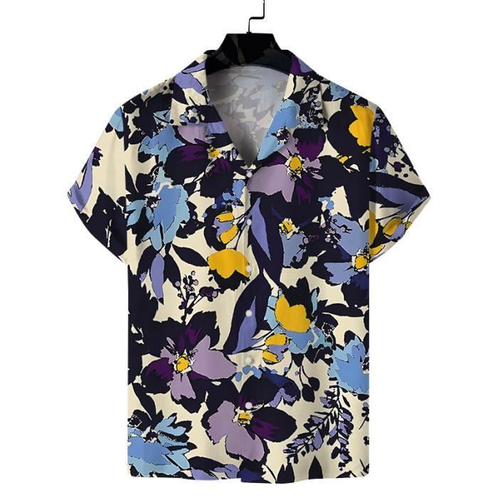 CHEMISE HAWAIIAN OCEAN Pacific XL Fleurs D'Hibiscus Symboles Tribaux