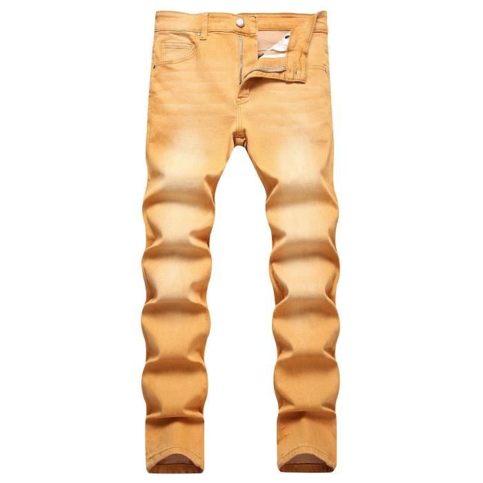 Pantalon Jean Bordeaux Slim Caroll - Taille 44 (W34) - Délavé Avec Strass - Occasion Très Bon état