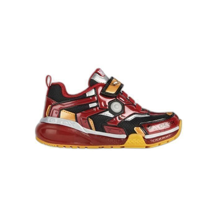 Geox Sneakers basses junior respirantes - GEOX - Bayonyc - Noir/rouge - Scratch & lacets - Tige synthétique