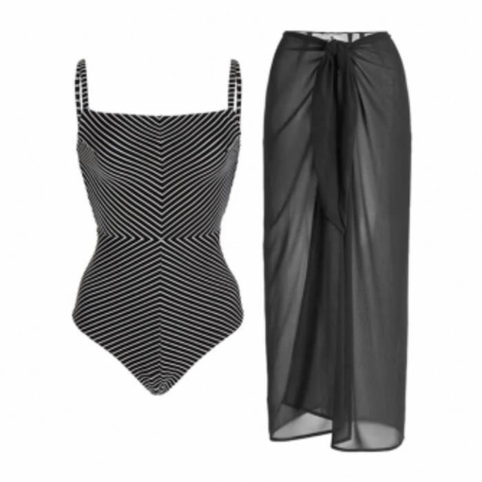 Maillot De Bain Jupe Plongeant M&S Taille 8 - Noir à Pois - Avec Bretelles Nouées - Neuf Avec étiquettes