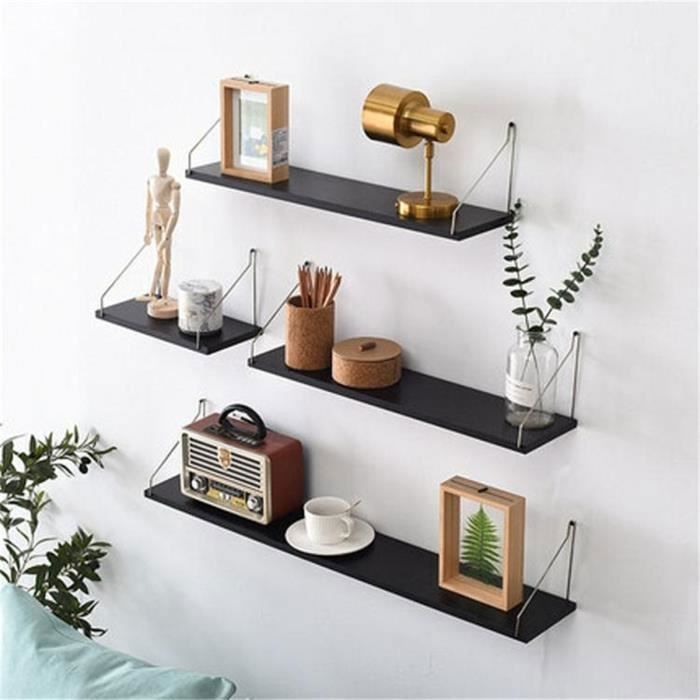 unique v etagere murale multifonctionnel pas de poinconnage deco de maison cuisine chambre salle de bain noir 30cm cdiscount maison