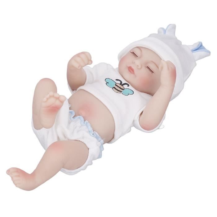Omabeta poupée bébé fille Poupée simulée bébé fille en Silicone souple,  excellente sensation de jeux poupee Fille aux yeux fermés