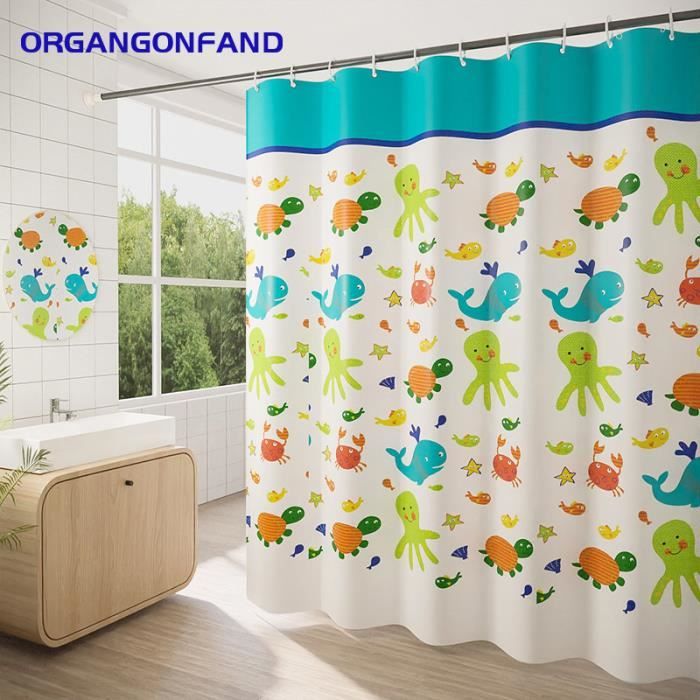 Fansu Rideau De Douche Tissu Lavable, Polyester Rideaux De Salle De Bain Facile à Nettoyer Avec 12 Crochets Résistant à L'eau Anti-moisissure Décor À La Maison Accessoires (Dauphin Noir,180x200cm