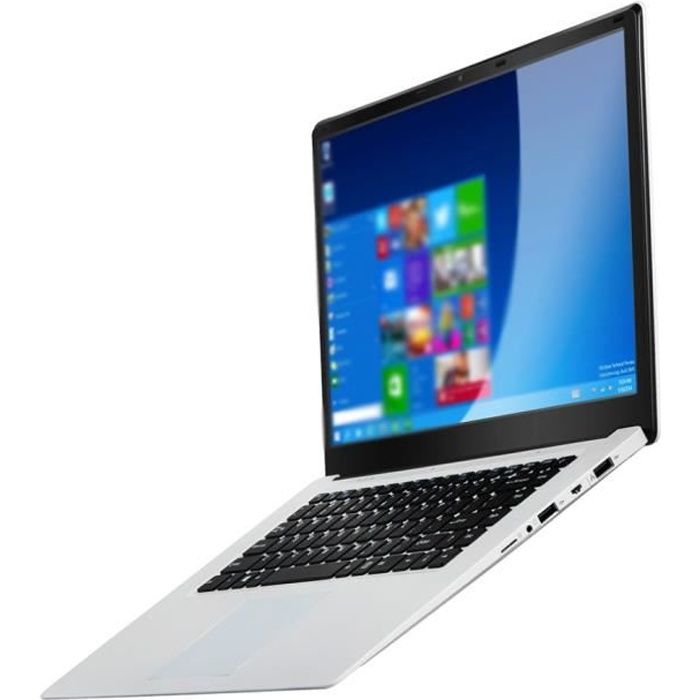  PC Portable 15,6 pouces 4G+64G Quad-Core Ultra-Thin Office Internet Laptop faible consommation d'énergie Blanc pas cher