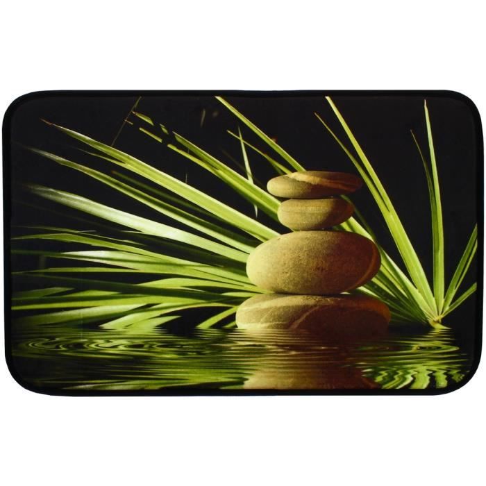 Tapis Zen Galets Bambou Noir Salle de Bain Touc… Cdiscount Maison