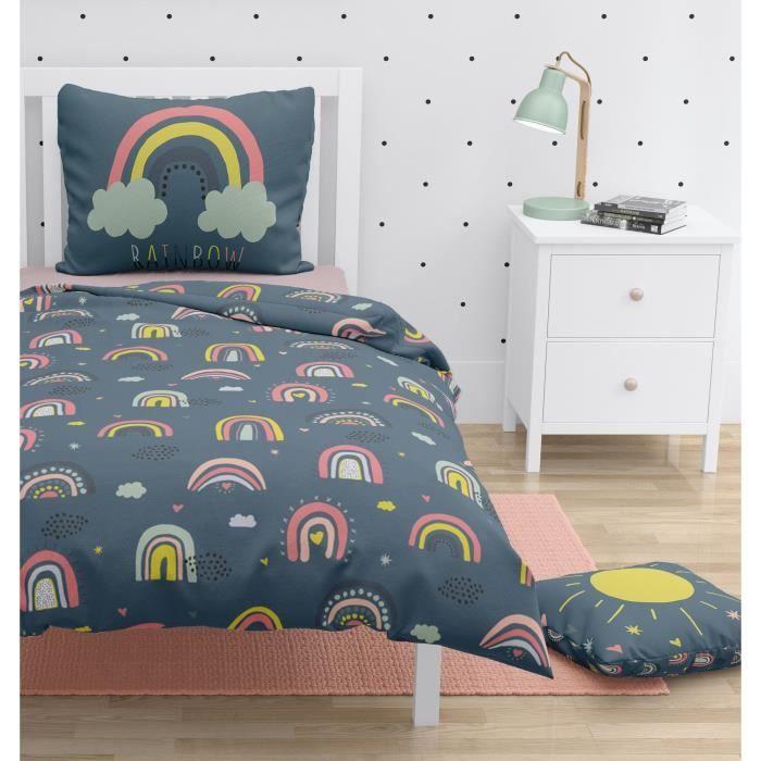 Parure de couette ROUPILLON Rainbow - 2 Pcs - 140 x 200 - 100% Coton - Night