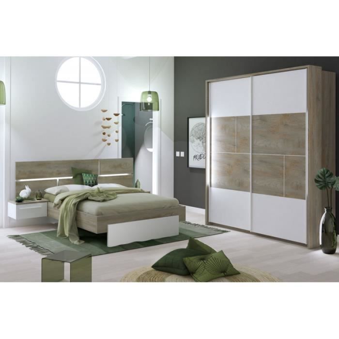 Chambre Adulte Complète (140*190) - FLORINE n°2 - L 244 x l 198 x H 40/