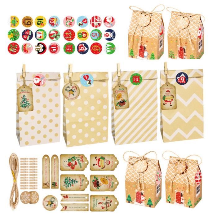 Christmas Avent Calendar Sacs Advent Calendriers Paper Cadeaux Paper