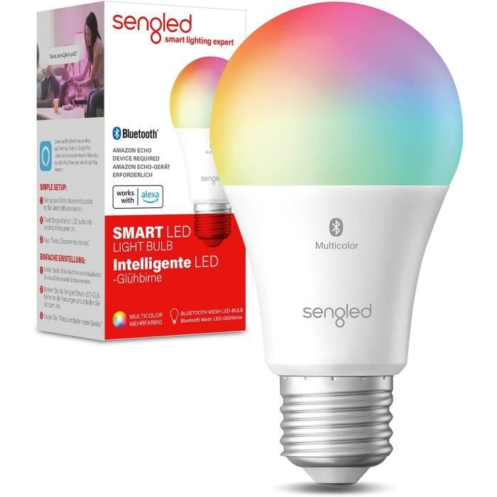 Lot De 2 Ampoules Connectées Alexa (Bluetooth) - Multicolores RGB Et Blanc Réglable 2700K-6000K - 12W = 120W équivalent - Pas Besoin De Wi-Fi