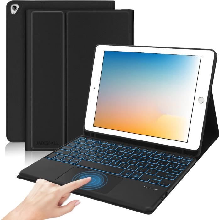 Clavier Bluetooth AZERTY Pour IPad 10.2" 9e/8e/7e Génération - Étui Protecteur Avec Fente Stylet, Noir