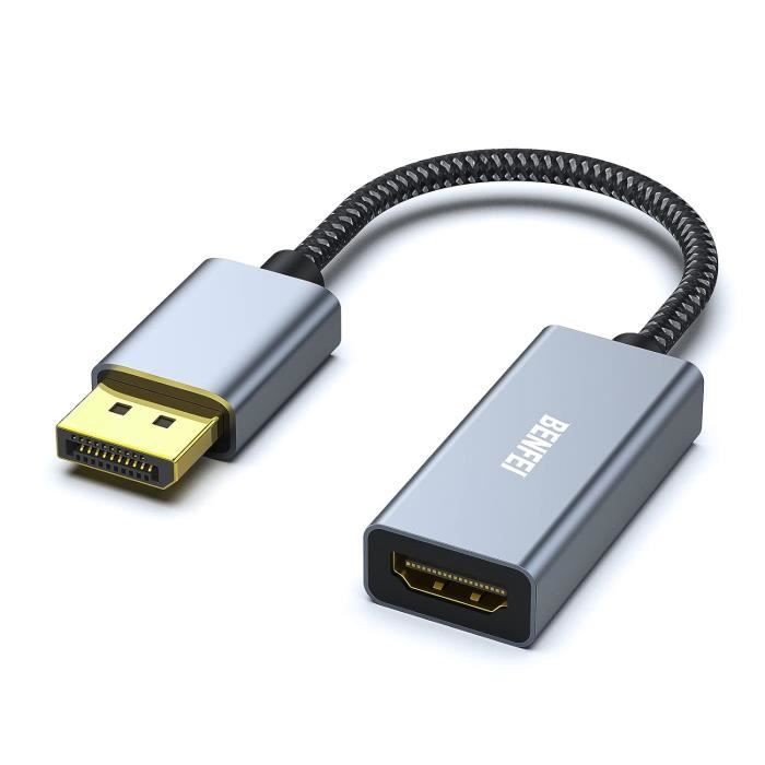 Adaptateur DisplayPort Vers HDMI 4K@60Hz - Convertisseur DP 1.2 Vers HDMI 2.0 - Pour PC, Lenovo, HP - 5