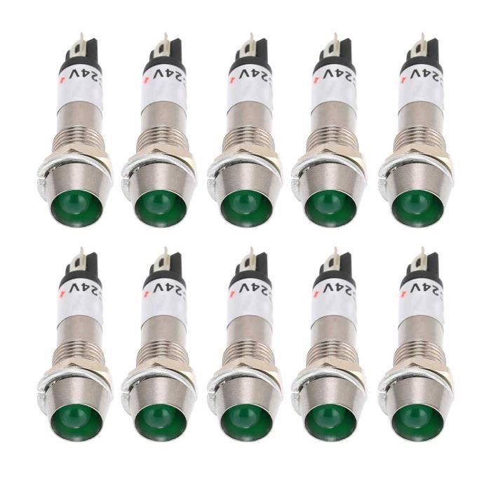 Gebildet 5pcs 8mm AC/DC 12-24V Vernickeltes Kupfer Wasserdicht LED-Kontrollleuchte(Grün