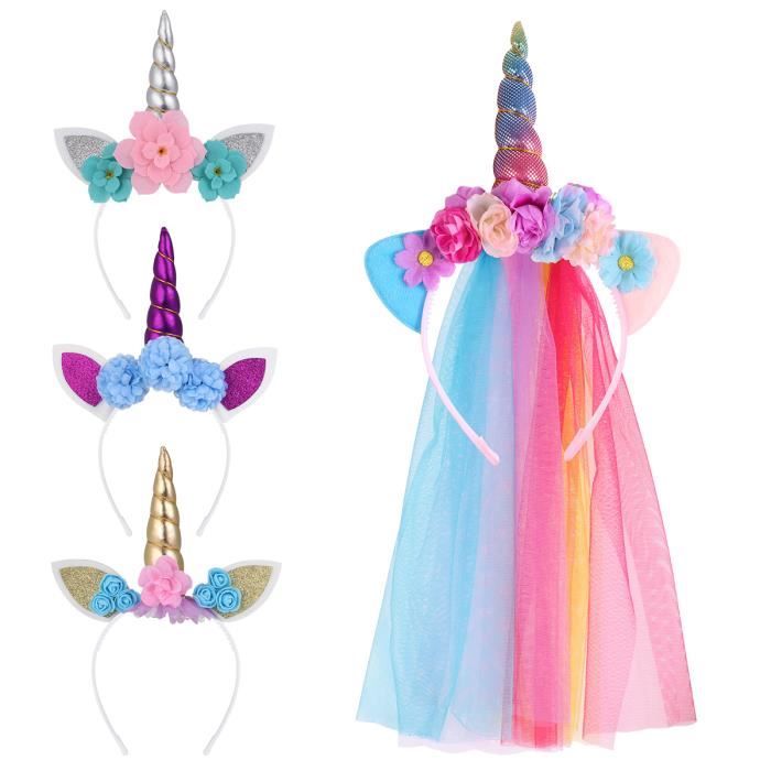 Lurrose 4PCS Glitter Unicorn Hair Bands Cute Adorable Hair Hoop