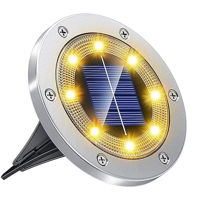 8 LED Lumière Solaire Extérieur, Lampe Solaires Jardin Au Sol Étanche IP65, Blanc Froid Pelouse Lumière Decorative - Maison
