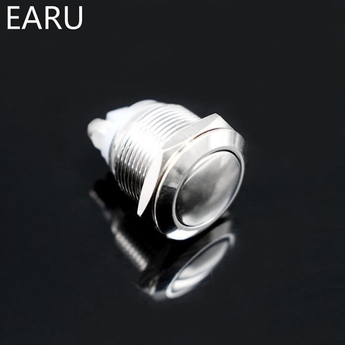 Interrupteur Bouton-poussoir Momentané 12V Marine - Diamètre 16 Mm, Inox, Contact Normalement Ouvert, 5 A