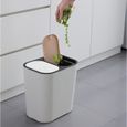 Poubelle avec Double Compartiment Poubelle avec Couvercle Systèmes de tri des déchets pour Cuisine, salle de bain,Blanc-1
