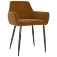 MEU;9044Excellent Lot de 2 Chaises de salle à manger Chaise de Salon Scandinave - Chaises à dîner Design Moderne Marron Velours-1