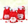 3pcs sac d'emballage de cadeau de Noël beau de bonbons avec ficelle pour bébé enfant (rouge, vieil homme,  CHAUSSETTE DE NOEL-1