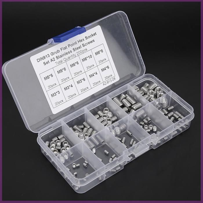 300 Vis à Tête Allen En Acier Inox – Assortiment De Douilles Sans Tête – Neuf Avec Emballage, Livraison Rapide