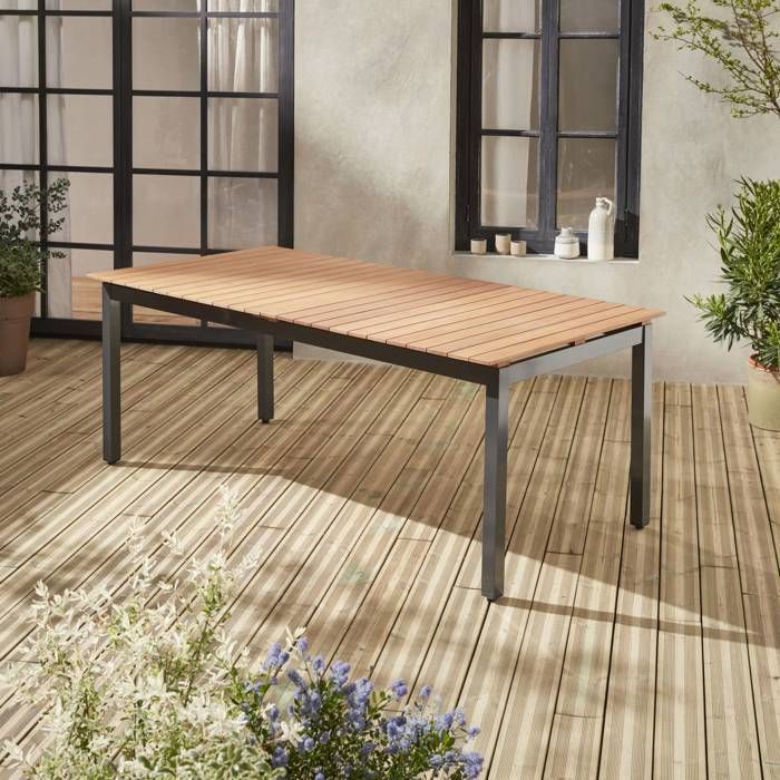 Table de jardin extensible en bois d'eucalyptus FSC 10 places