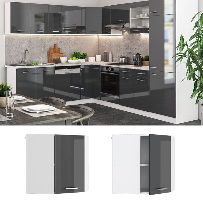 Elément haut de cuisine Fame-Line Gris foncé 60cm Vicco | Gris foncé | Armoire suspendue 60 cm | 406673152078703