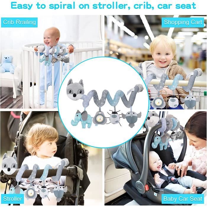 Jouets de siège de voiture pour bébés, 0-12 mois, jeu de coup de pied,  centre d'activités, jouets en peluche en spirale pour poussette, hochet  CPull - AliExpress