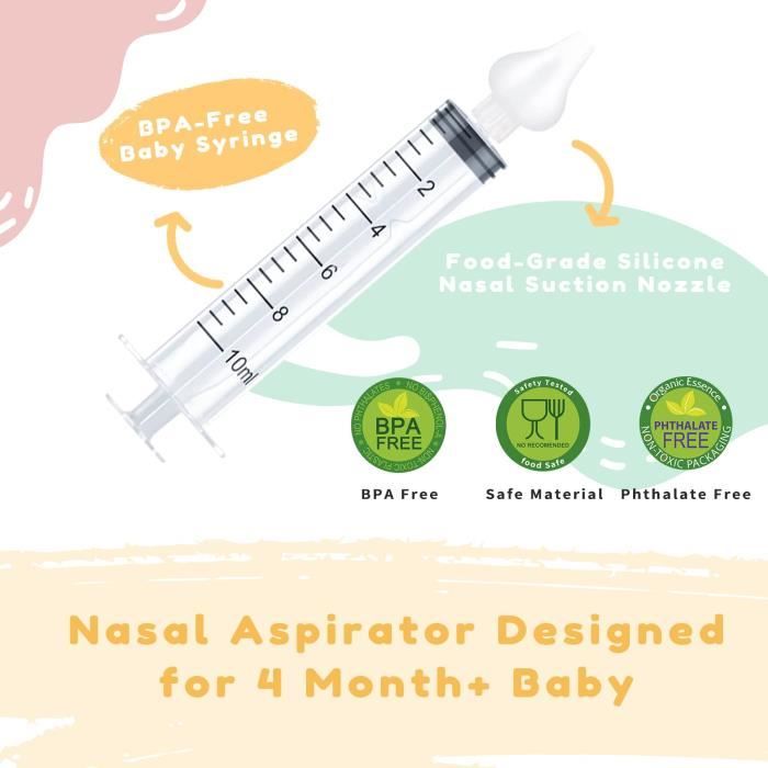 Seringue nasale en silicone pour bébé, 2 pièces, aspirateur Nasal