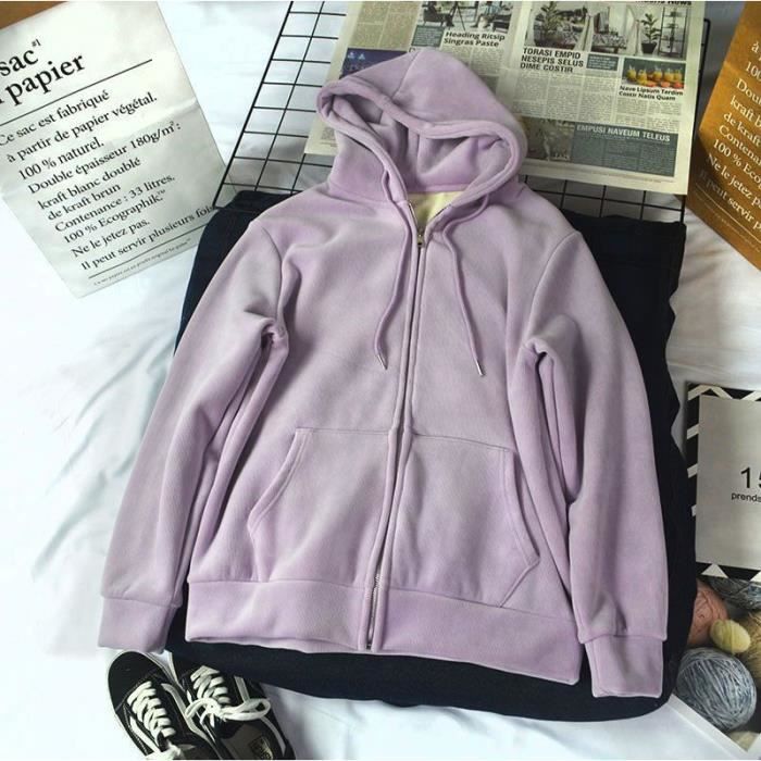 Sweat Zippé Femme RUIRUILICO Polaire Capuche - Coupe Ample, Poches, Manches Longues, Décontracté Automne-hiver 2025