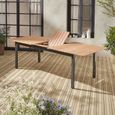 Table de jardin en bois aluminium extensible 200/250cm avec rallonge - Sevilla - bois d'Eucalyptus  huilé et structure anthracite-2