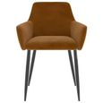 MEU;9044Excellent Lot de 2 Chaises de salle à manger Chaise de Salon Scandinave - Chaises à dîner Design Moderne Marron Velours-2